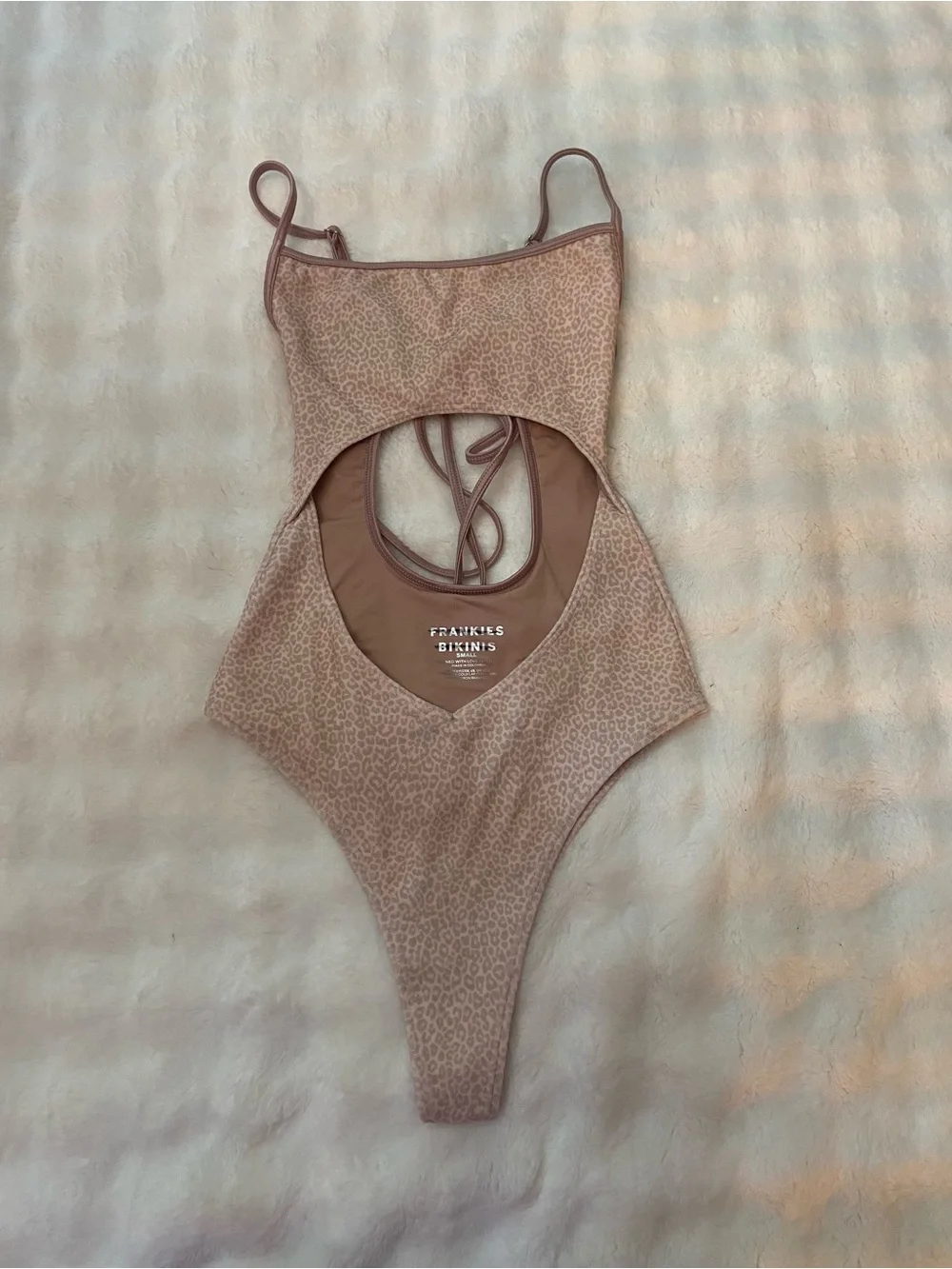 New! Frankies Bikinis Leopard Cutout One Piece Swimsuit Small 39361